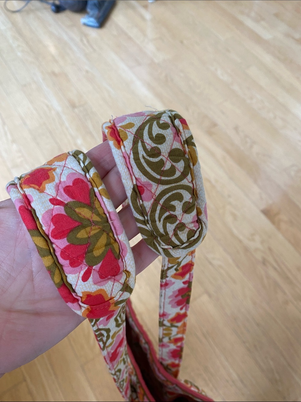 Vera Bradley Quilted Floral Tote in Pink, Orange & Olive - Picture 4 of 10